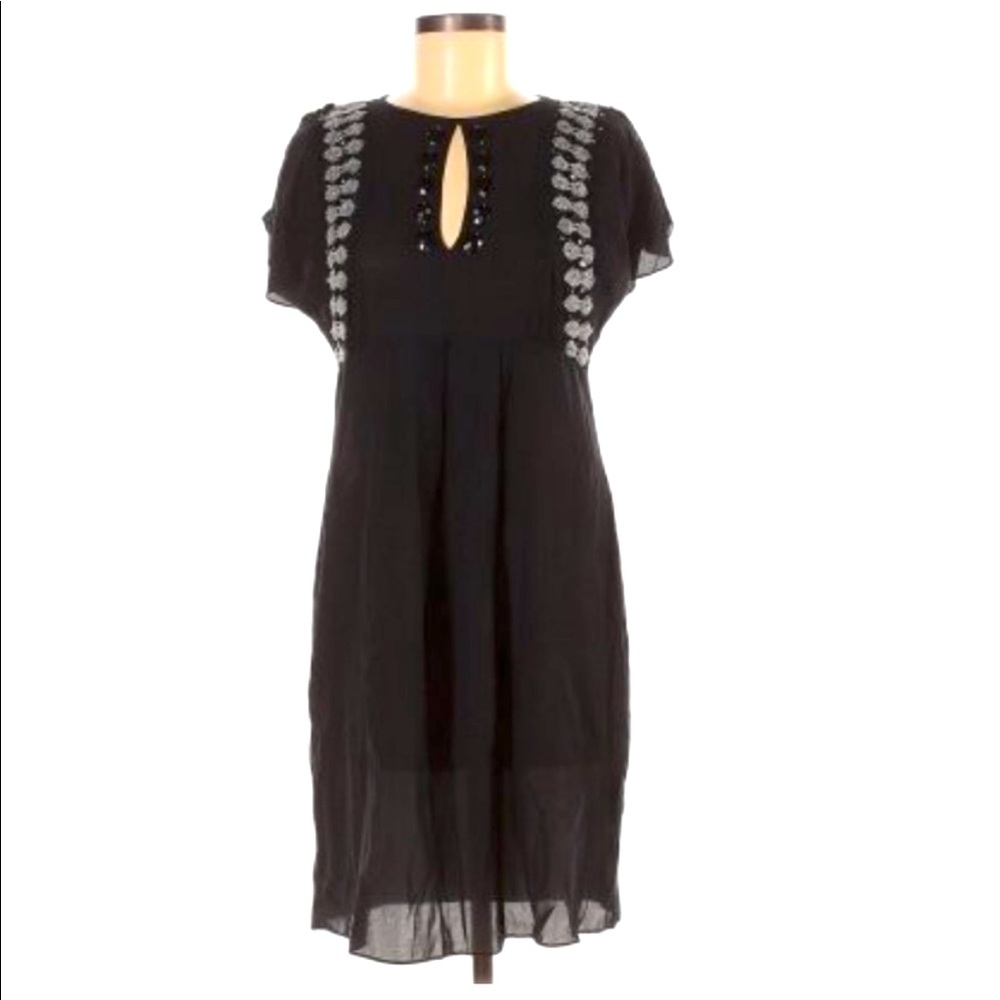 SoCa by St John Black Sheer Dress with Beads and Gems Size M